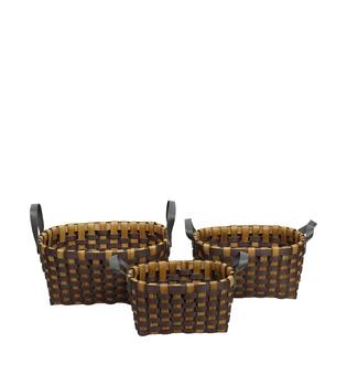 Basket rectangular chip wood 36x28x18cm  - Brown