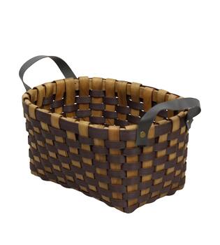 Basket rectangular chip wood 36x28x18cm  - Brown