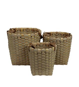 Basket square chip wood 38x38x38cm  - Cream