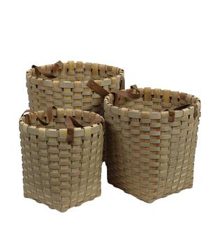 Basket square chip wood 38x38x38cm  - Cream