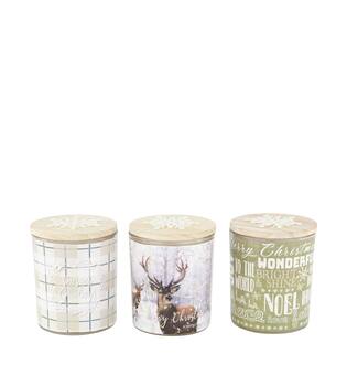 Candle vanilla scent wax with glass 7x7x8.5cm  - Multi