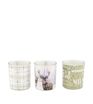 Candle vanilla scent wax with glass 7x7x8.5cm  - Multi
