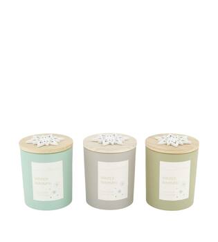 Candle vanilla scent wax with glass 7x7x8.5cm  - Multi