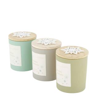 Candle vanilla scent wax with glass 7x7x8.5cm  - Multi