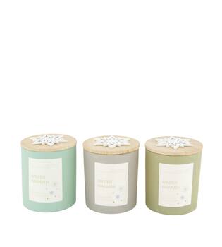 Candle vanilla scent wax with glass 9x9x10.5cm  - Multi