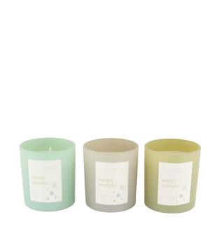 Candle vanilla scent wax with glass 9x9x10.5cm  - Multi