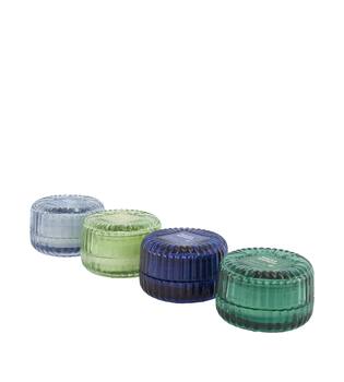 Candle sandalwood scent wax with glass 8.3x8.3x5.5cm  - Multi