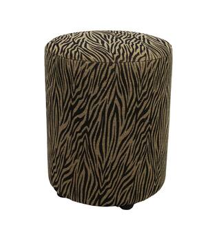 Pouf round poplar wood fabric with print 38x38x48cm