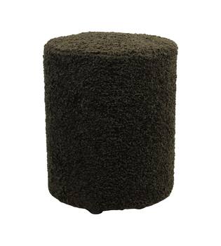 Pouf round poplar wood teddy fabric 38x38x48cm - Brown