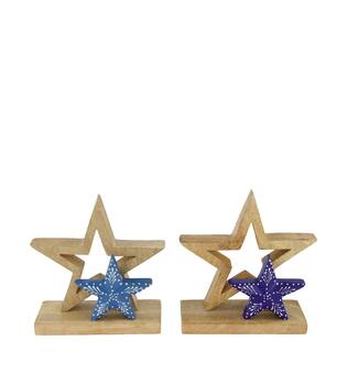 Star mango wood 18x6x18cm  - Natural