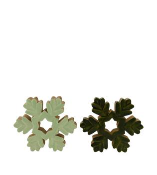 Statue snowflake mango wood 22x3.5x22cm  - Green