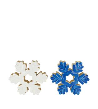 Statue snowflake mango wood 22x3.5x22cm C/2