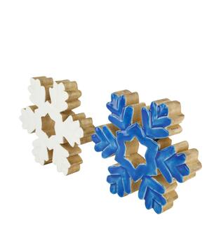 Statue snowflake mango wood 22x3.5x22cm C/2