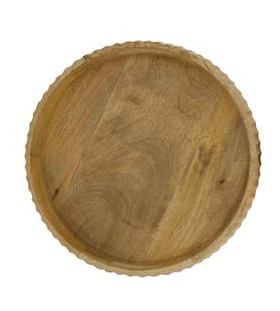 Tray round mango wood with handle 38x38x5.5cm  - Natural