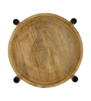 Tray round mango wood with candle holders 38x43x10cm - Natural