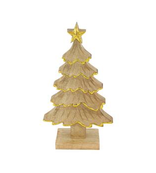 Statue tree mango wood 16x6x29cm - Natural
