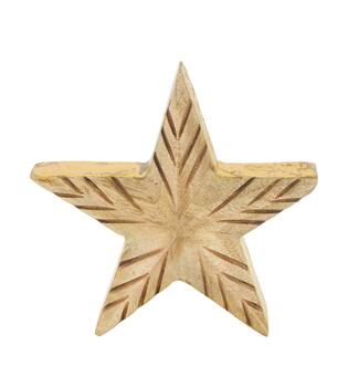 Statue star mango wood 14x3.3x14cm