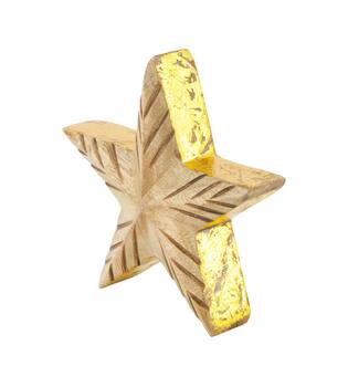 Statue star mango wood 14x3.3x14cm