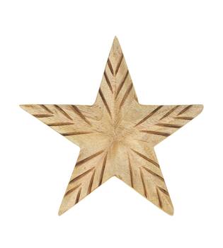 Statue star mango wood 14x3.3x14cm
