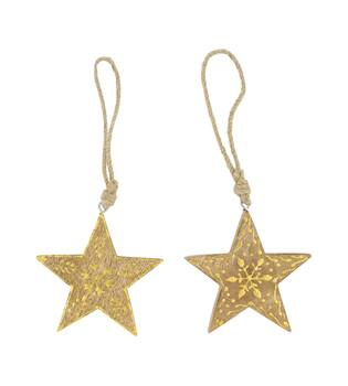 Hanger star mango wood 10x10x1.5cm A/2