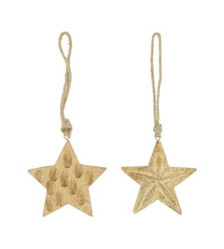 Hanger star mango wood 9x9x1.5cm  - Natural