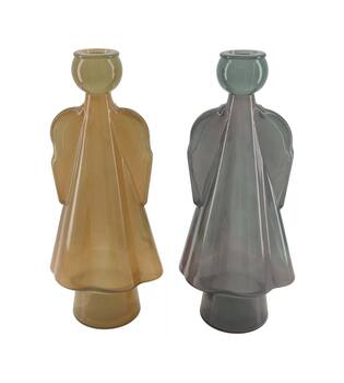 Dinnercandle holder angel recycled glass 15x12x34cm C/2