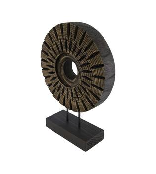 Statue round paulownia wood 28x9x38cm - Black