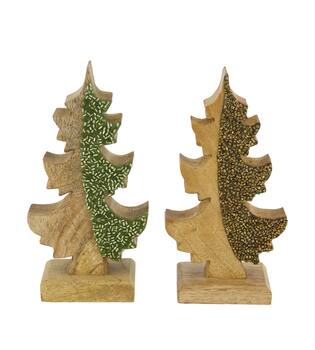 Statue tree with beads mango wood 9x5x18cm C/2