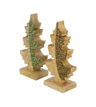 Statue tree with beads mango wood 9x5x18cm C/2