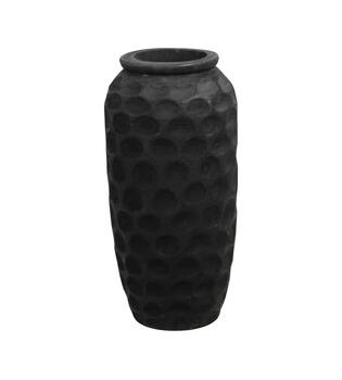Vase engraved paulownia wood 28x28x58cm