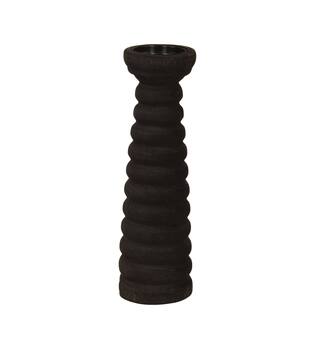 Pillar candle holder paulownia wood with metal cup 12x12x38cm