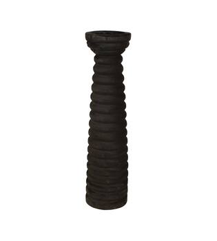 Pillar candle holder paulownia wood with metal cup 15x15x58cm