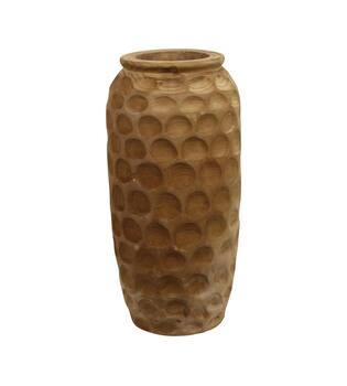 Vase engraved paulownia wood 28x28x58cm - Brown