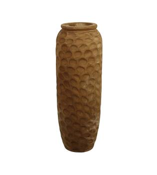 Vase engraved paulownia wood 28x28x78cm - Brown
