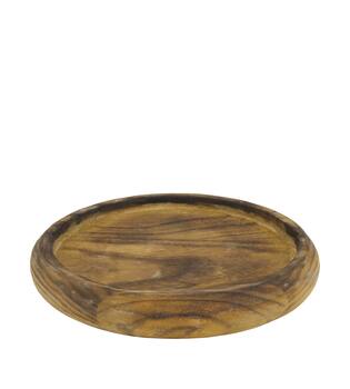 Plate round paulownia wood 28x28x4cm - Brown