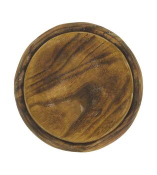 Plate round paulownia wood 28x28x4cm - Brown