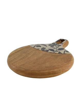 Plate mango wood with print 28x21x2.5cm - Natural