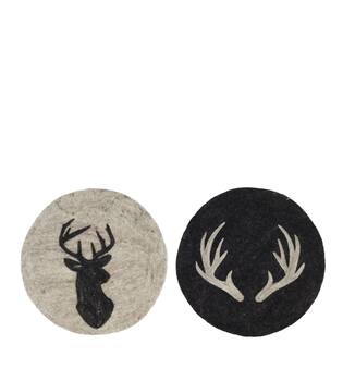 Placemat round reindeer wool 38x38x1cm A/2