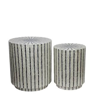 Table round capiz  mdf 47x47x52cm  - White