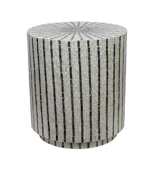 Table round capiz  mdf 47x47x52cm  - White