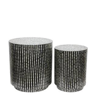 Table round capiz  mdf 47x47x52cm  - Black