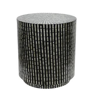 Table round capiz  mdf 47x47x52cm  - Black