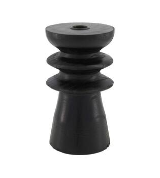 Dinnercandle holder paulownia wood with metal cup 10x10x18cm