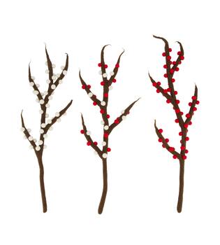 Branch berries wool 12x3x54cm  - Multi
