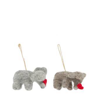 Hanger elephant with heart wool 8x4x6cm C/2