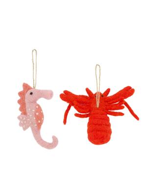Hanger seahorse pearl lobster wool 15x12x3cm  - Multi