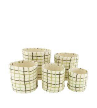 Basket round wool 19x19x19cm S/5