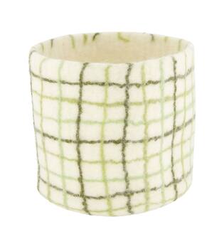 Basket round wool 19x19x19cm S/5