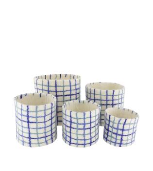 Basket round wool 19x19x19cm S/5