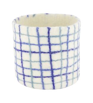 Basket round wool 19x19x19cm S/5